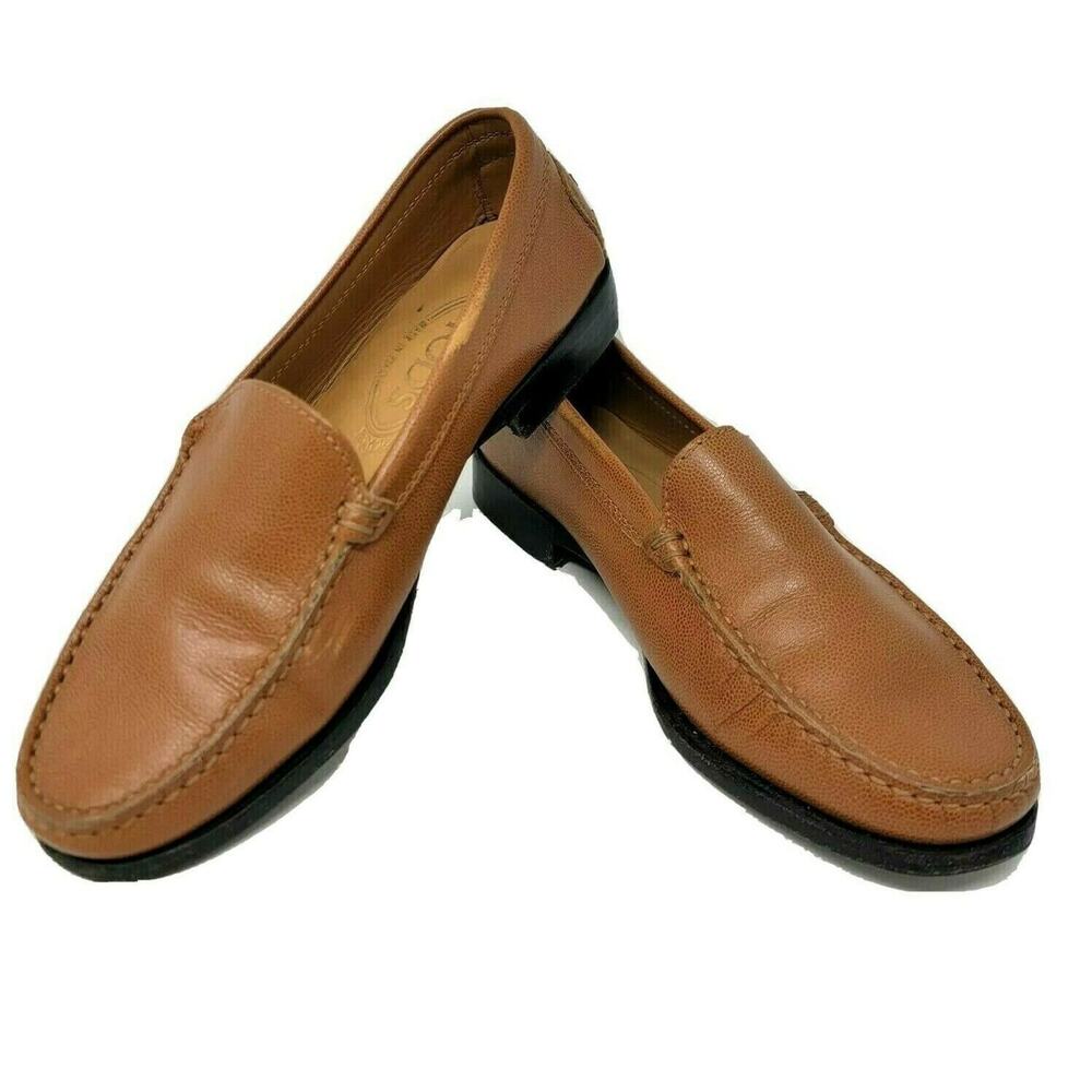 TOD'S Women's 5 US Tan Leather Made in Italy Driving Loafers Shoes Flats